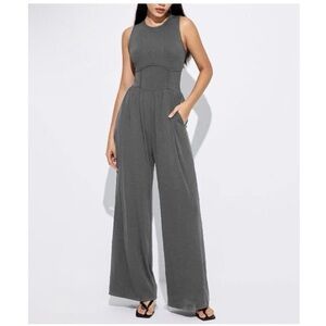 Cider Jumpsuit Sleeveless Wide Leg Stretch Pockets Gray Size XS NWT